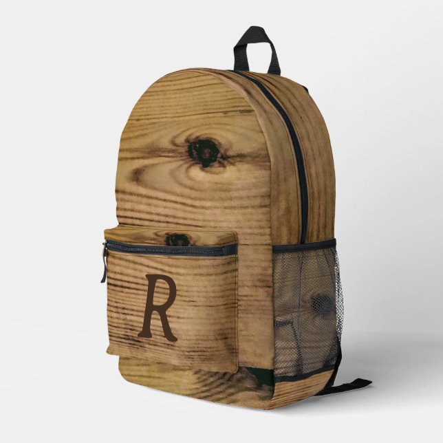 Cool Look of Wood Printed Backpack (Back Corner Right)