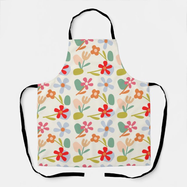 Cool Looking Abstract Floral Pattern Design Apron (Front)