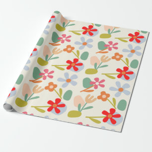Cool Looking Abstract Floral Pattern Design Wrapping Paper