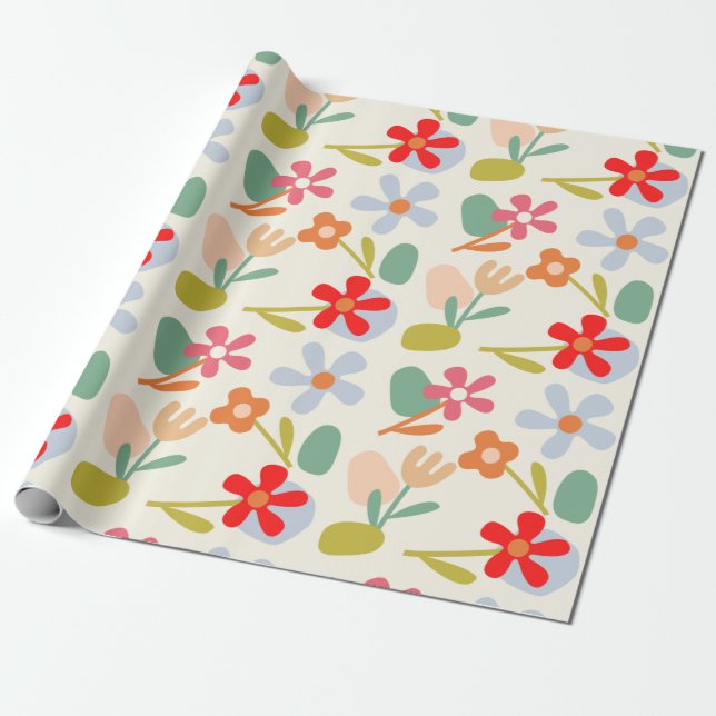 Cool Looking Abstract Floral Pattern Design Wrapping Paper (Unrolled)