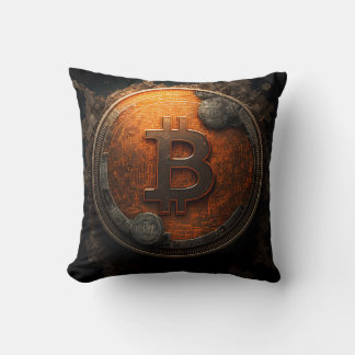 Cool looking Bitcoin logo Cryptocurrency Design Cushion