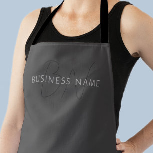 Cool Looking Name & Monogram   Dark Grey Apron