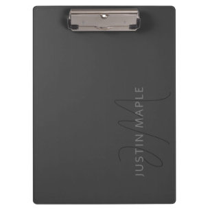 Cool Looking Name & Monogram   Dark Grey Clipboard