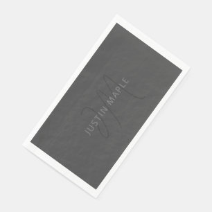 Cool Looking Name & Monogram   Dark Grey Napkin