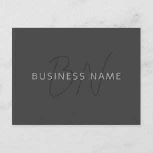 Cool Looking Name & Monogram   Dark Grey Postcard