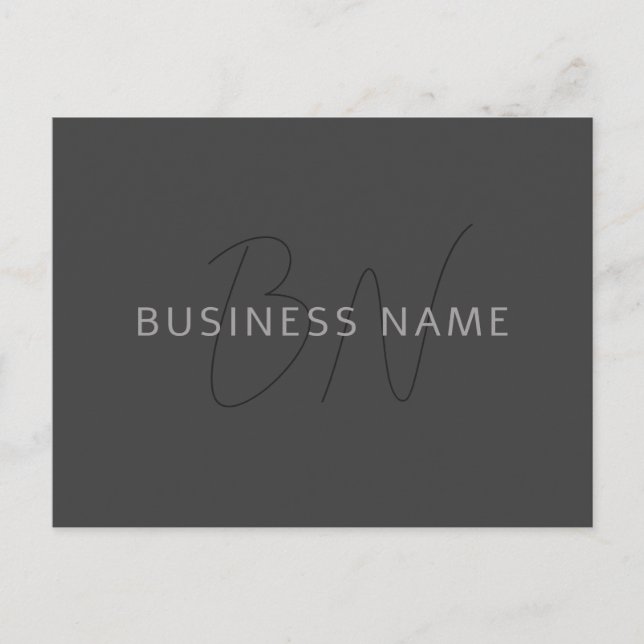 Cool Looking Name & Monogram | Dark Grey Postcard (Front)