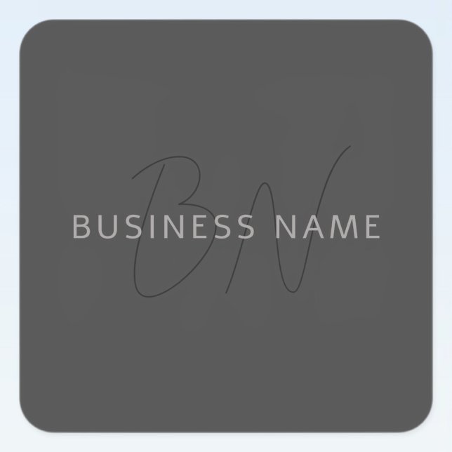 Cool Looking Name & Monogram | Dark Grey Square Sticker (Creator Uploaded)