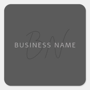 Cool Looking Name & Monogram   Dark Grey Square Sticker