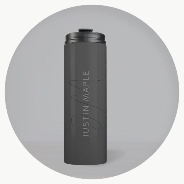 Cool Looking Name & Monogram | Dark Grey Thermal Tumbler (Creator Uploaded)