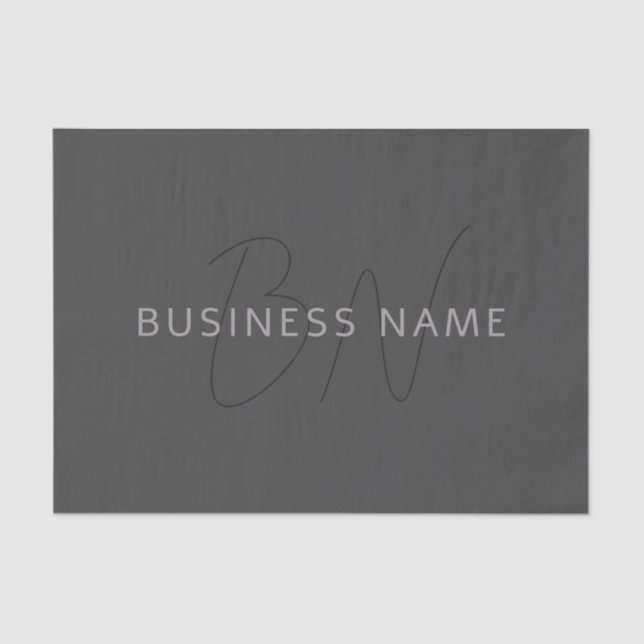 Cool Looking Name & Monogram | Dark Grey Tissue Paper (Front)