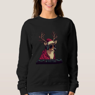 Cool looking Reindeer as DJ with Sunglasses and He Sweatshirt