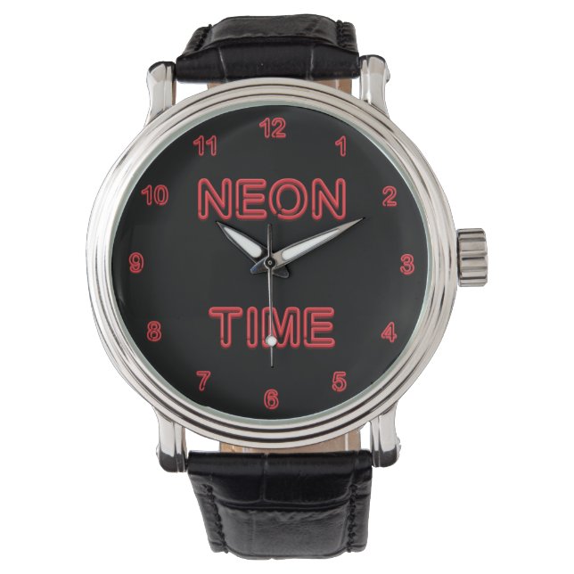 Cool Looking Simulated Neon Numbered Watch (Front)