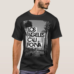Cool Los Angeles California Skyline in White & Bla T-Shirt