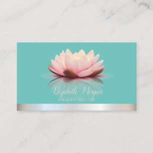 Cool Lotus Silver Stripe Teal Yoga Instructor Business Card