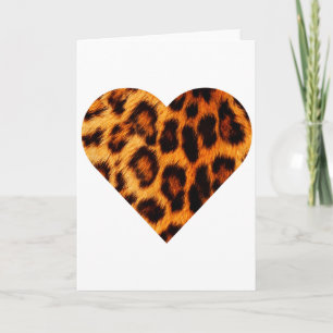 Cool Love Cheetah Leopard Print Heart Cool Valenti Card