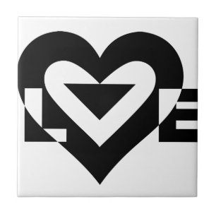Cool Love Graphic, Black Ceramic Tile