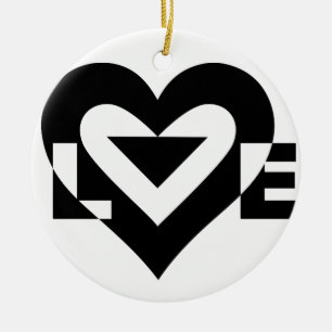 Cool Love Graphic, Black Ceramic Tree Decoration