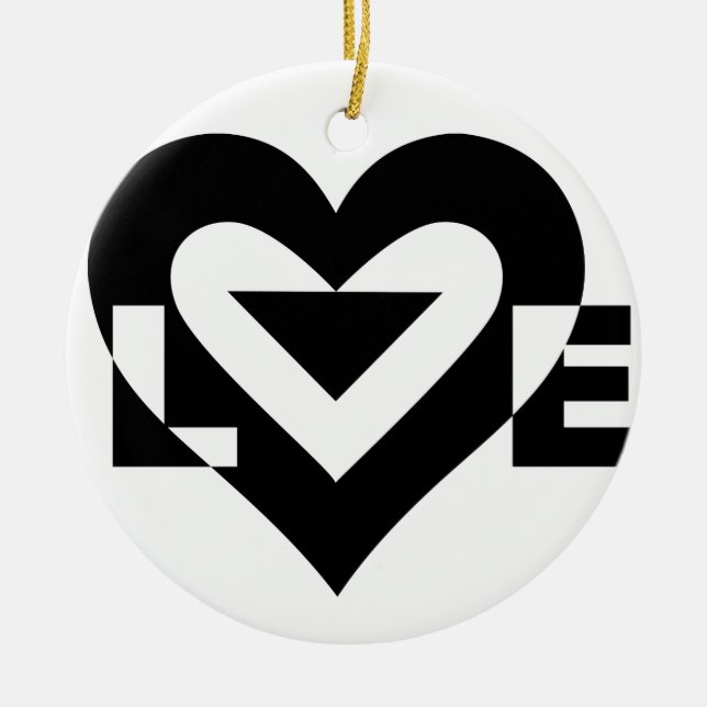 Cool Love Graphic, Black Ceramic Tree Decoration (Front)