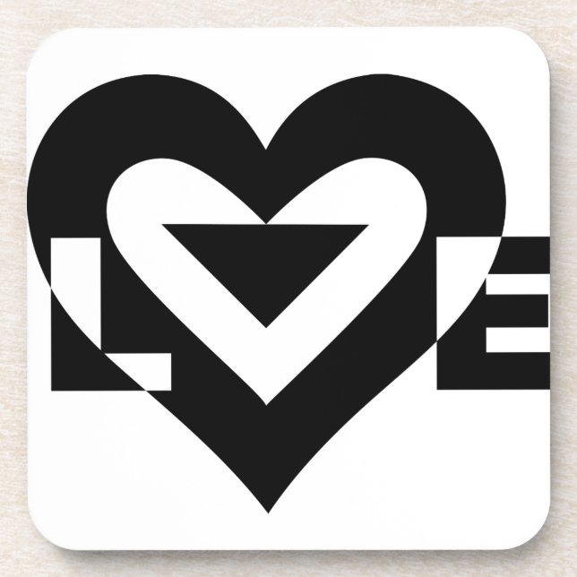 Cool Love Graphic, Black Coaster (Front)