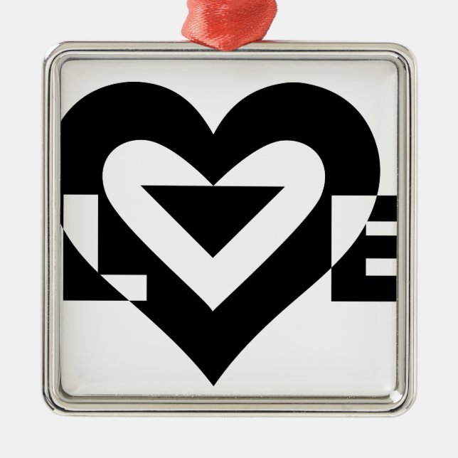 Cool Love Graphic, Black Metal Ornament (Front)