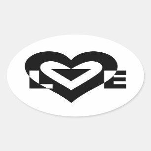 Cool Love Graphic, Black Oval Sticker