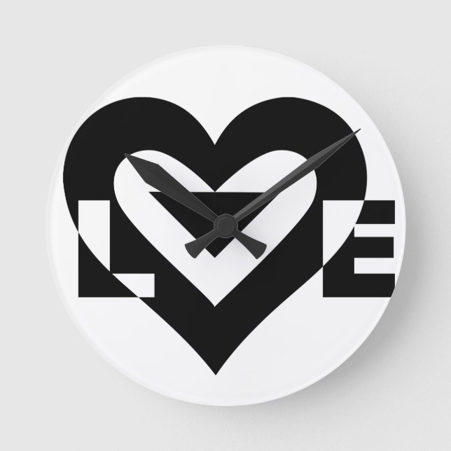 Cool Love Graphic, Black Round Clock (Front)