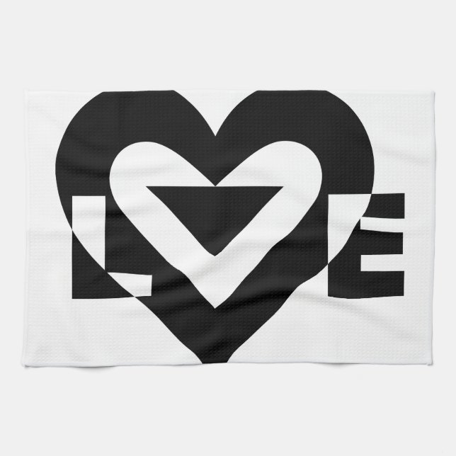 Cool Love Graphic, Black Tea Towel (Horizontal)