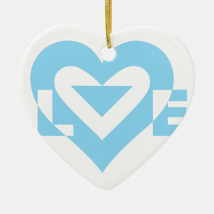 Cool Love Graphic, Blue Ceramic Ornament