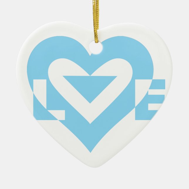 Cool Love Graphic, Blue Ceramic Ornament (Front)
