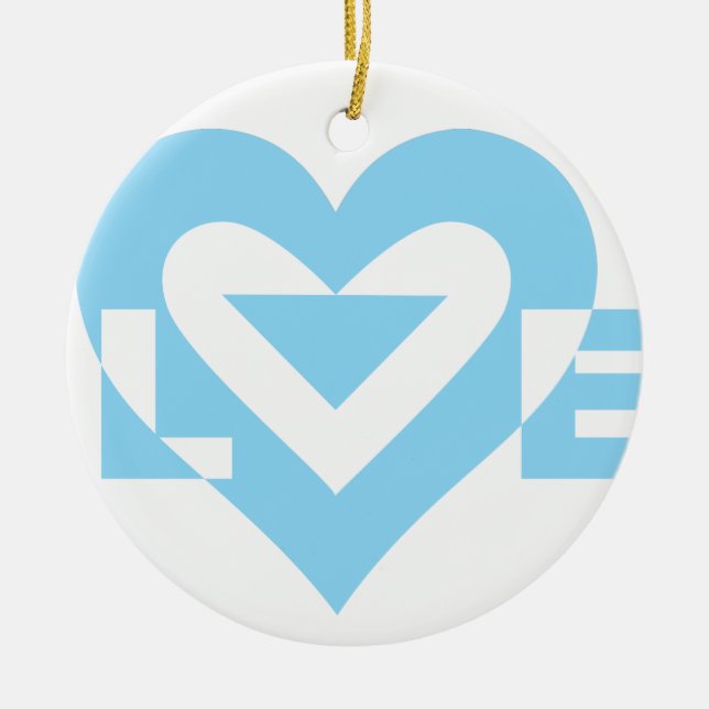 Cool Love Graphic, Blue Ceramic Ornament (Front)