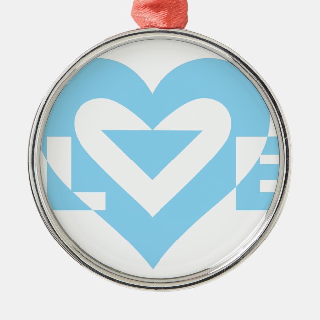 Cool Love Graphic, Blue Metal Ornament (Front)
