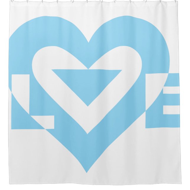 Cool Love Graphic, Blue Shower Curtain (Front)