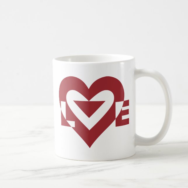 Cool Love Graphic, Burgandy Coffee Mug (Right)