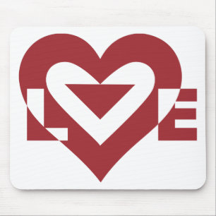 Cool Love Graphic, Burgandy Mouse Pad