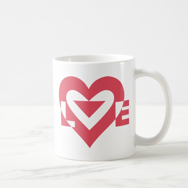 Cool Love Graphic, Cherry Pink Coffee Mug (Right)