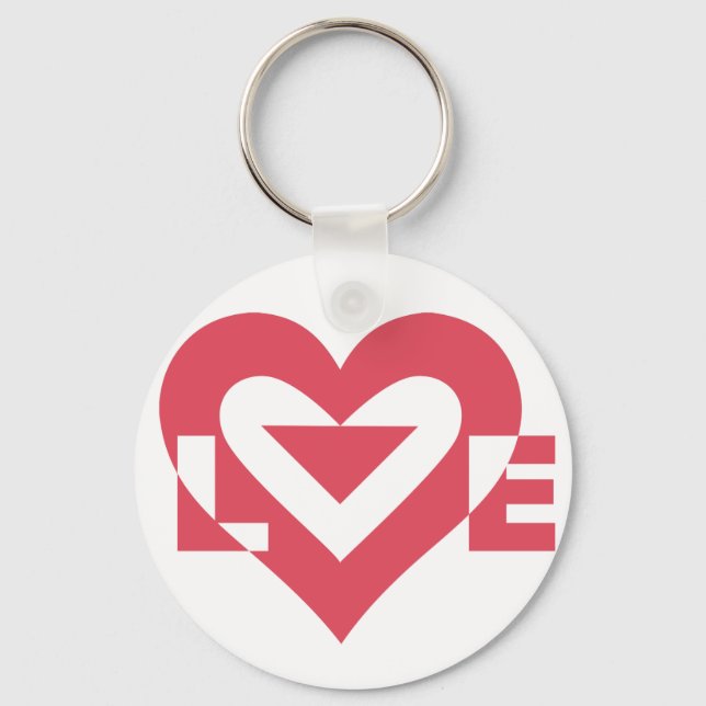 Cool Love Graphic, Cherry Pink Key Ring (Front)