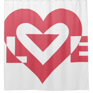 Cool Love Graphic, Cherry Pink Shower Curtain