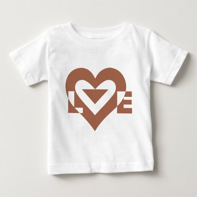 Cool Love Graphic, Mocha Brown Baby T-Shirt (Front)