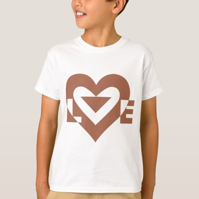 Cool Love Graphic, Mocha Brown T-Shirt (Front)
