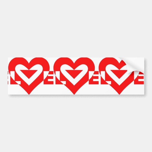 Cool Love Graphic, Red Bumper Sticker (Front)