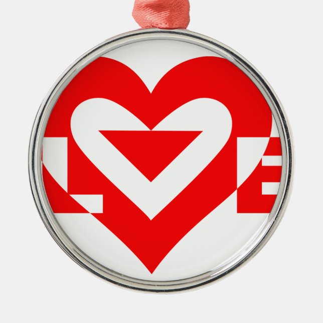 Cool Love Graphic, Red Metal Tree Decoration (Front)
