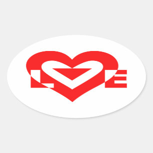 Cool Love Graphic, Red Oval Sticker