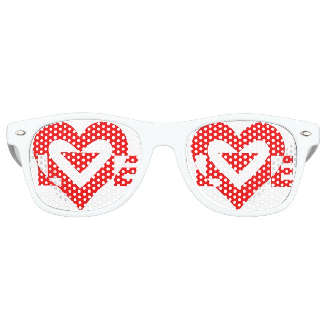 Cool Love Graphic, Red Retro Sunglasses (Front)
