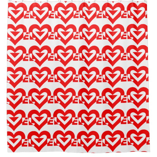 Cool Love Graphic, Red Shower Curtain (Front)