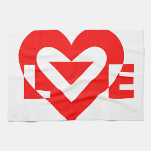 Cool Love Graphic, Red Tea Towel