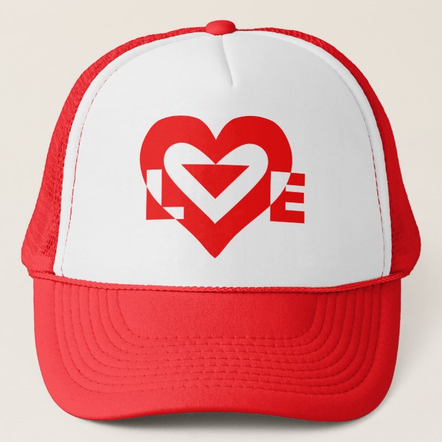 Cool Love Graphic, Red Trucker Hat (Front)
