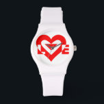 Cool Love Graphic, Red Watch<br><div class="desc">Custom graphic logo design. LOVE in red.</div>