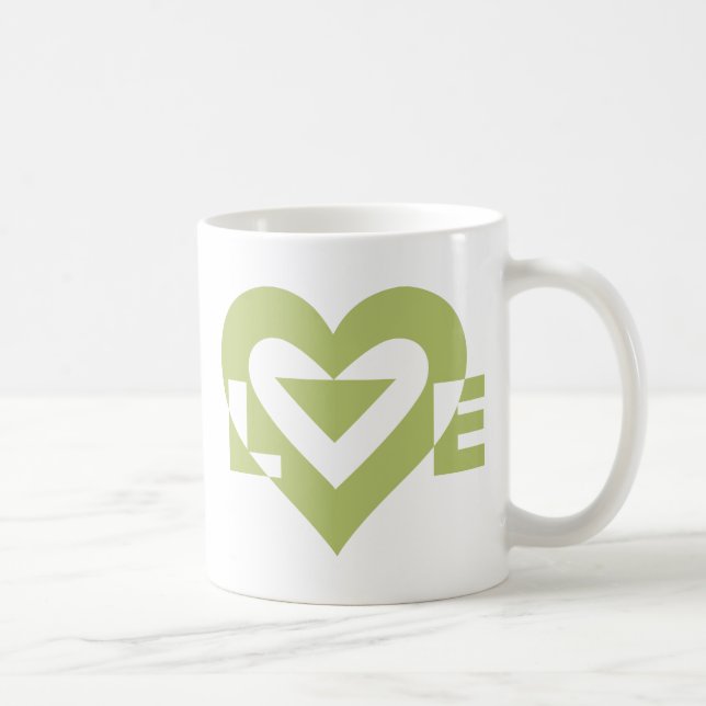 Cool Love Graphic, Sage Green Coffee Mug (Right)