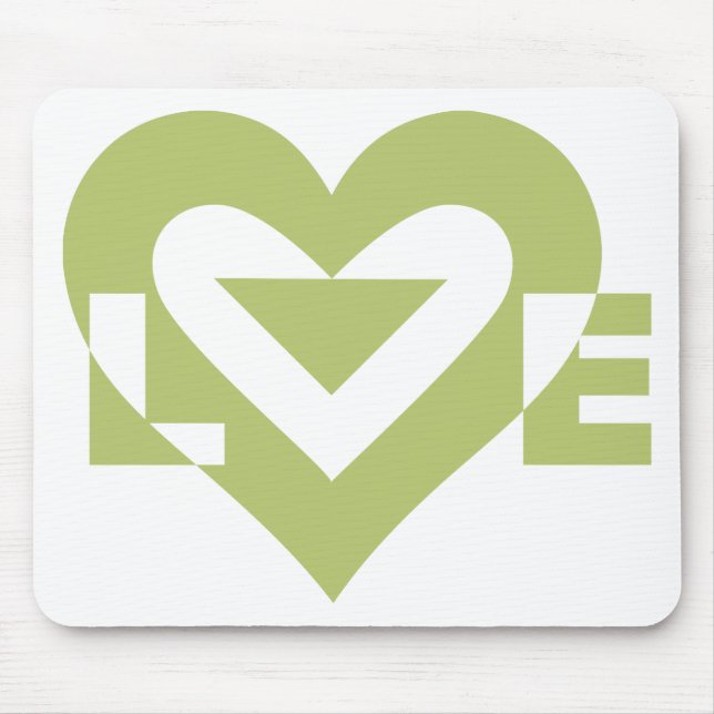 Cool Love Graphic, Sage Green Mouse Pad (Front)