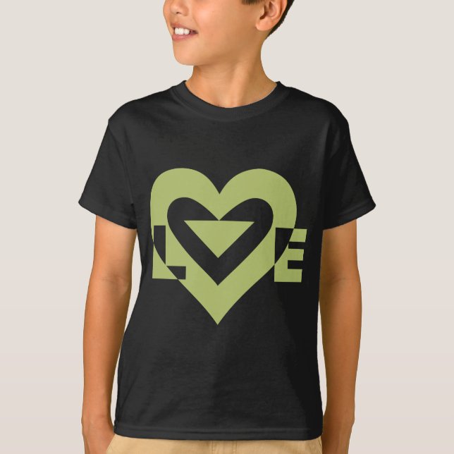 Cool Love Graphic, Sage Green T-Shirt (Front)